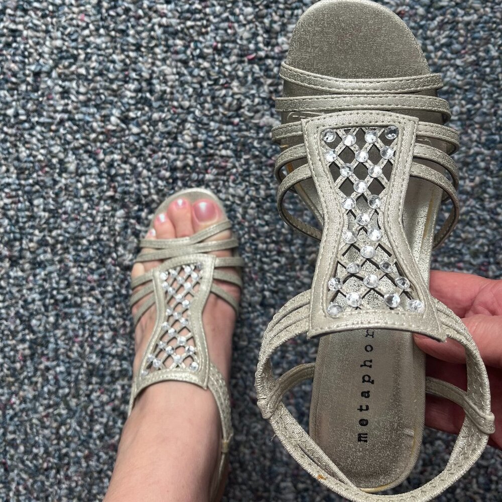 METAPHOR Ramona Sandals Heels in Champaign, 7M, NEW w/box